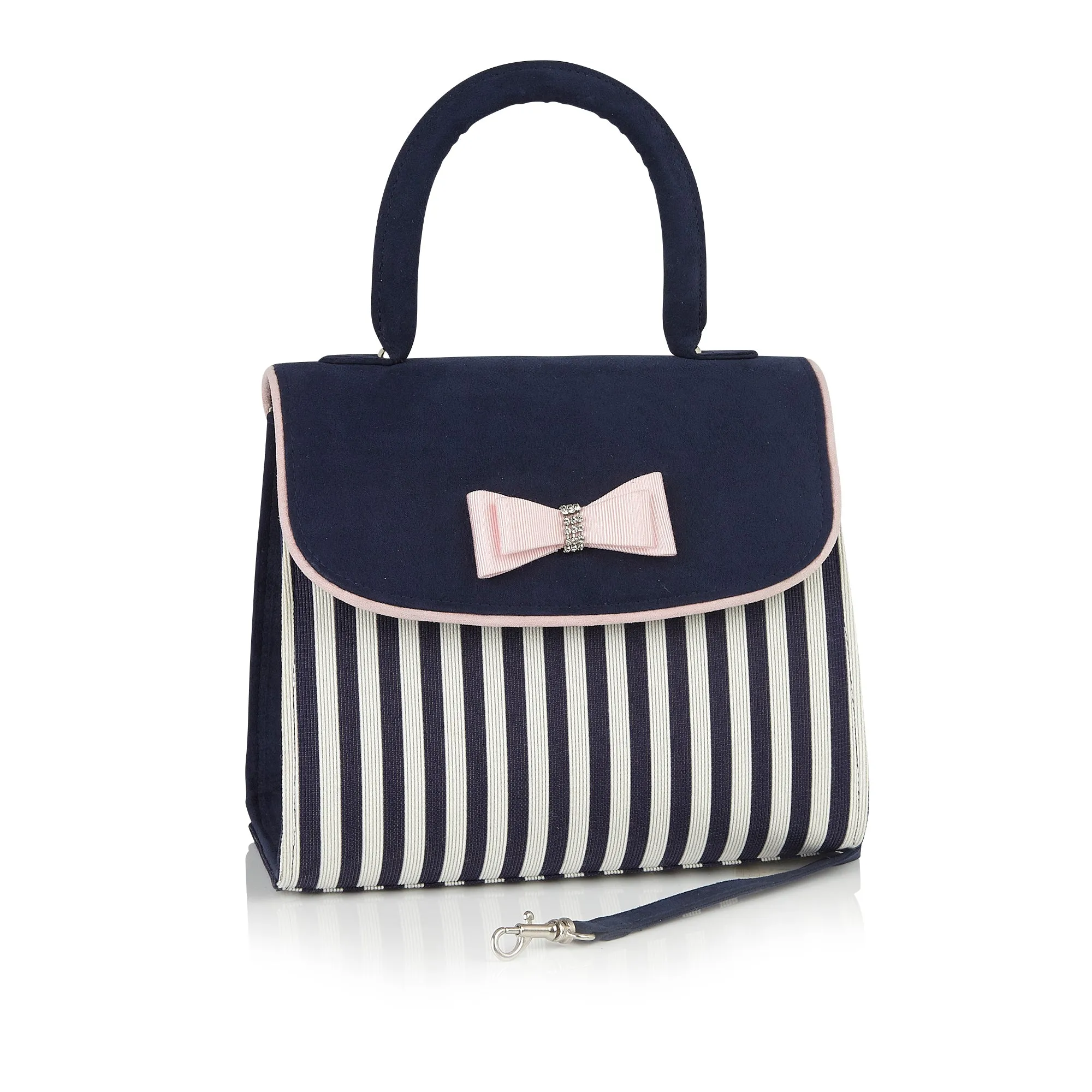 Banjul Bag Navy Blue Stripe (Matches Lizzie Pump) by Ruby Shoo