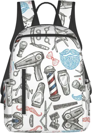 Barber Shop Monochrome Style Printing Laptop Backpack Sports Backpack Travel Bag Casual Bag Work Daypack