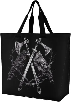 Battle Ravens Women's Shopping Bag Fordable Tote Bag Large Top Handle Handbag for Travel Work