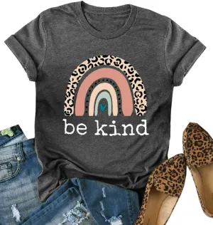 Be Kind T Shirts Women Graphic Short Sleeve Summer Tops Loose Casual Teacher Tees