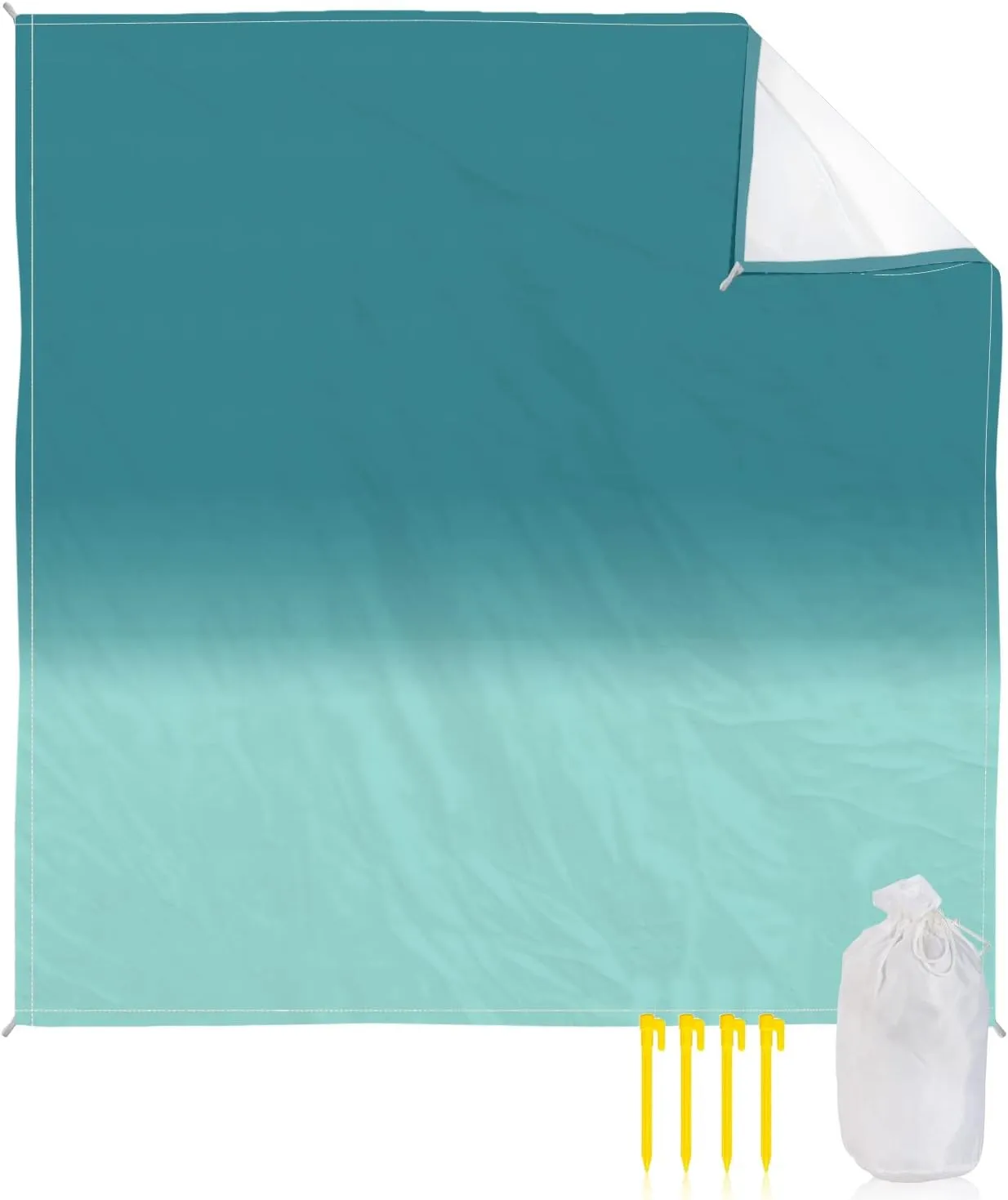 Beach Blanket, Abstract Ombre Pattern Lake Green Sandproof Waterproof Outdoor Mat Quick Drying Beach Accessories for Vacation Holiday Picnic Camping, 79"x83" for 1-4 Adults