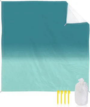 Beach Blanket, Abstract Ombre Pattern Lake Green Sandproof Waterproof Outdoor Mat Quick Drying Beach Accessories for Vacation Holiday Picnic Camping, 79"x83" for 1-4 Adults