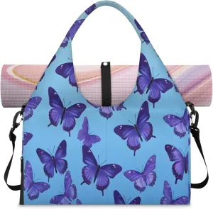 Beautiful butterflies Women's Yoga Gym Bag - Adjustable shoulder strap with shoe compartment, large gym bag with multiple pockets for yoga mat, gym equipment and travel accessories