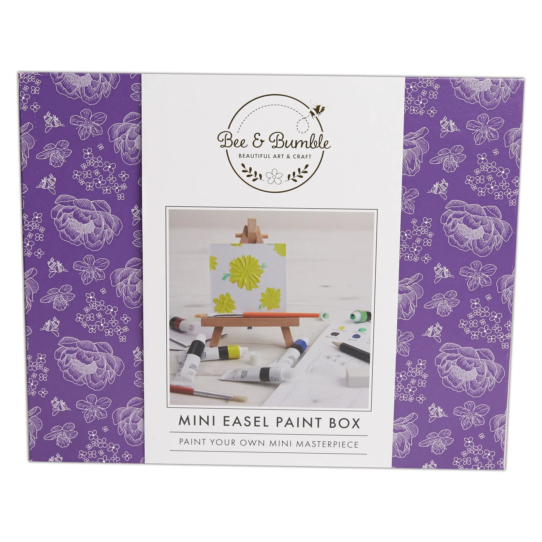 Bee & Bumble DIY Mini Easel Paint Box Supplies Craft Set, Ideal For Professional Or Budding Artist, Whether Adult or Kids, Contains All the Supplies For Painting, Drawing, Colouring And Sketching