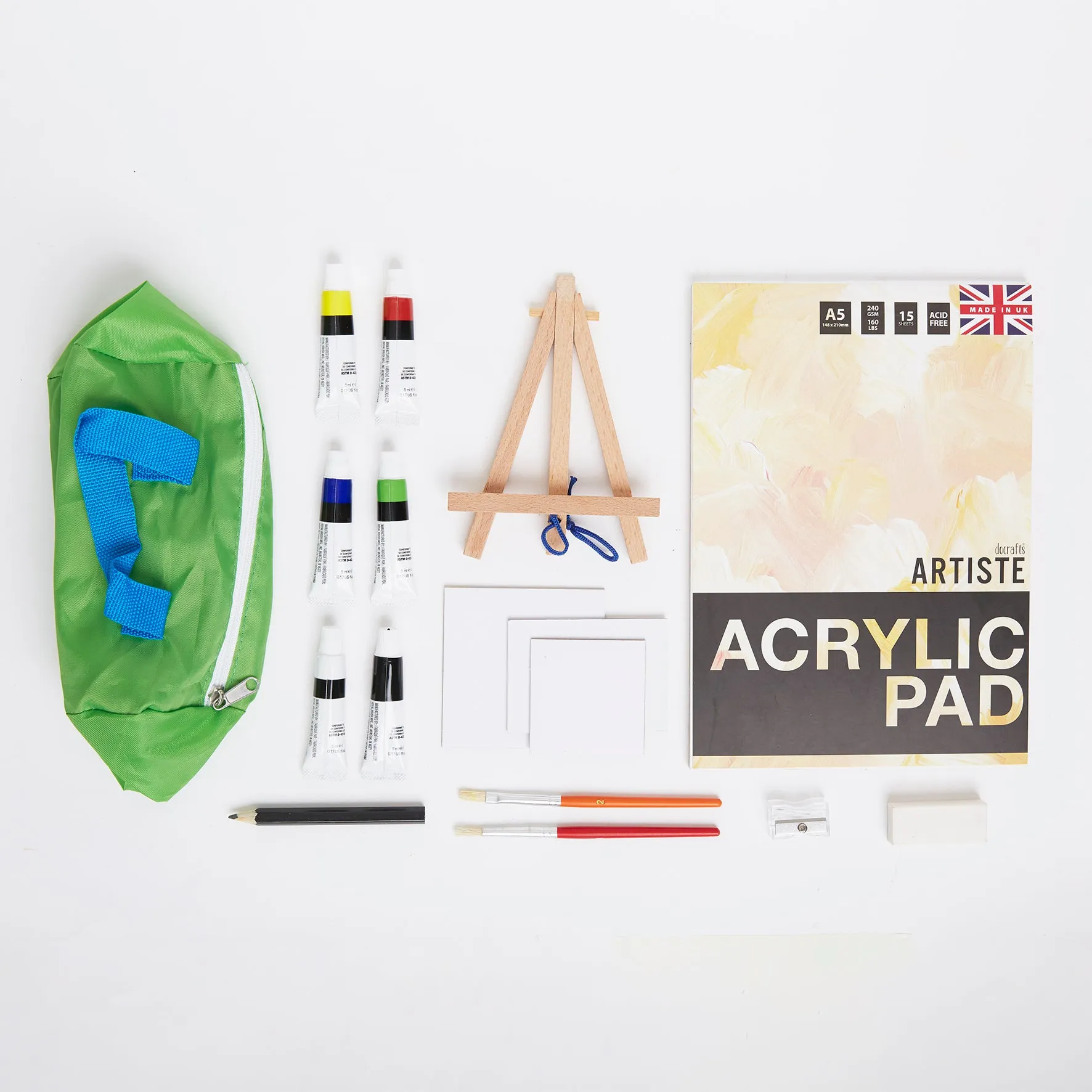 Bee & Bumble DIY Mini Easel Paint Box Supplies Craft Set, Ideal For Professional Or Budding Artist, Whether Adult or Kids, Contains All the Supplies For Painting, Drawing, Colouring And Sketching