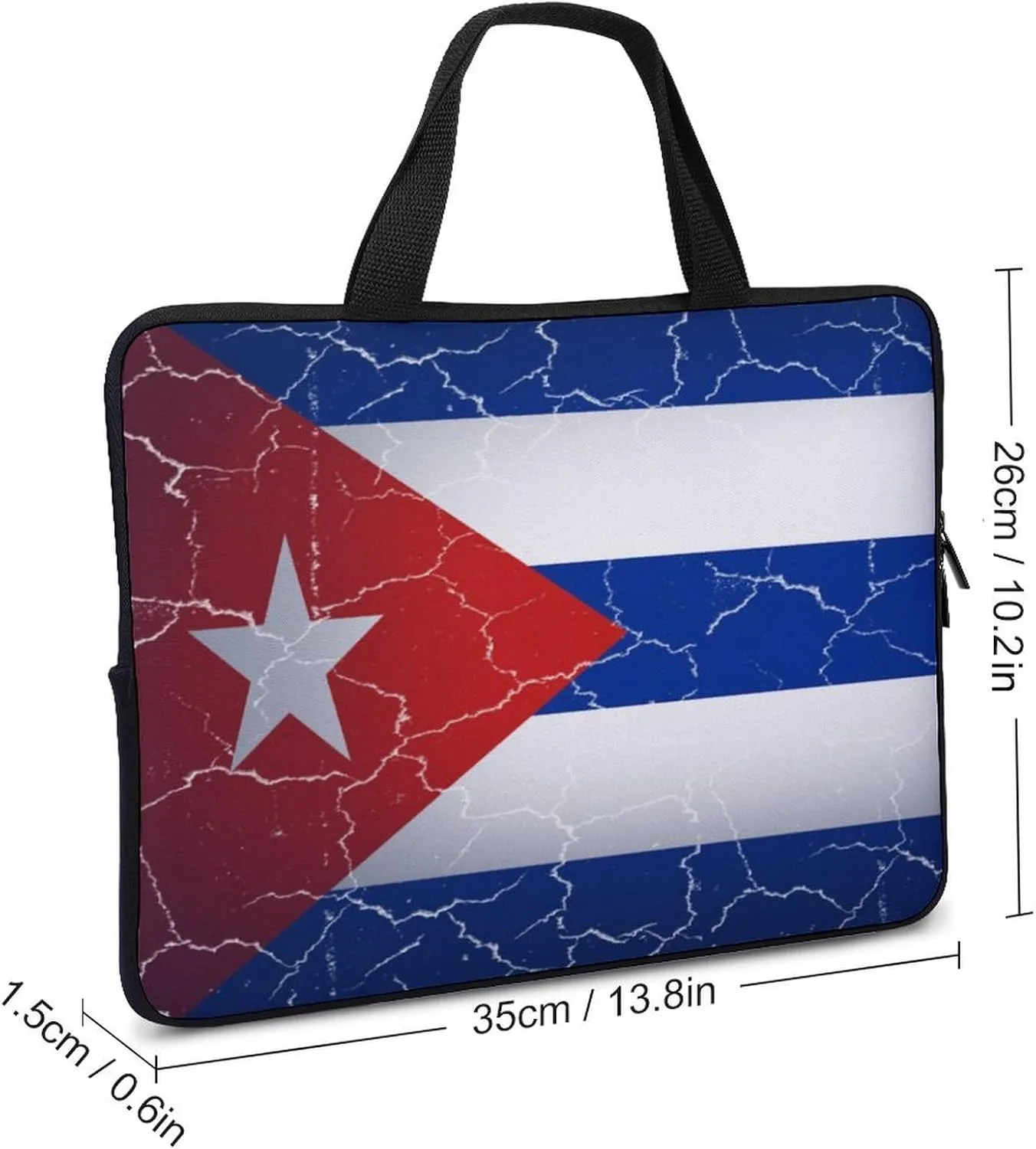 Beef Texture Cuban Flag Laptop Bag Laptop Case Computer Messenger Bag with Adjustable Shoulder Strap