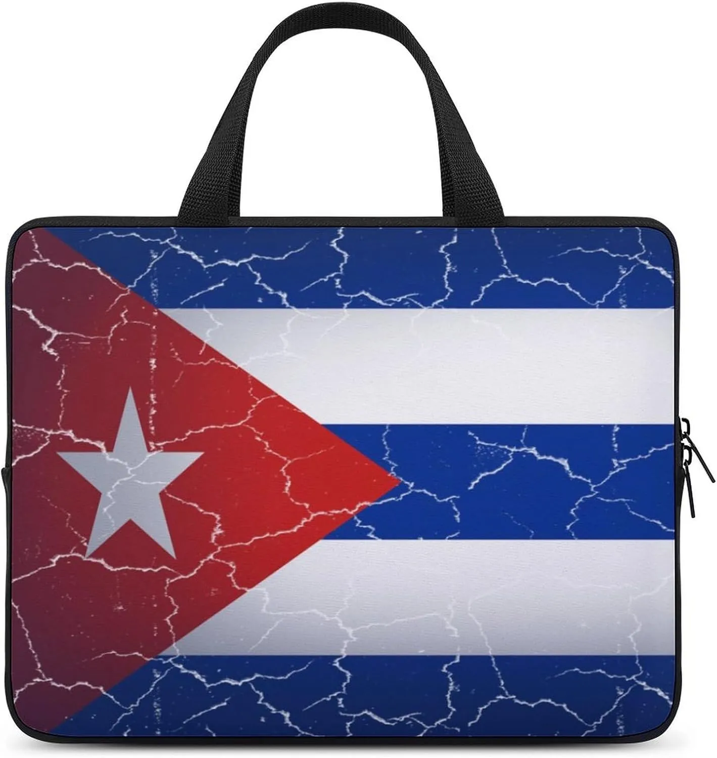Beef Texture Cuban Flag Laptop Bag Laptop Case Computer Messenger Bag with Adjustable Shoulder Strap