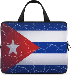 Beef Texture Cuban Flag Laptop Bag Laptop Case Computer Messenger Bag with Adjustable Shoulder Strap