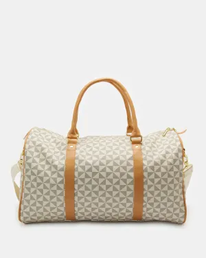 Beige Printed Duffle Bag
