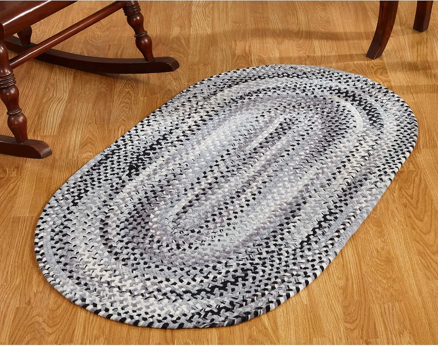 Better Trends Ombre Braided Area Rug, 20" x 30" Oval, Reversible and Durable, 100% Soft Cotton Chenille, Ideal for Kitchen, Living Room, Ergonomic Comfort Standing Braided Mat - Blue