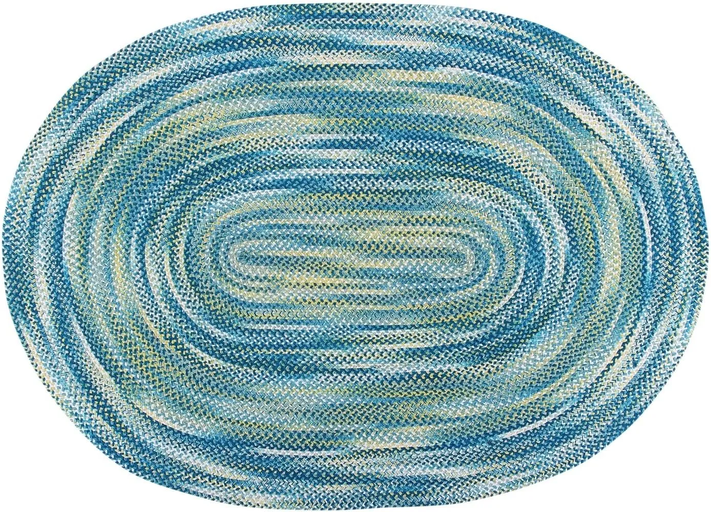 Better Trends Ombre Braided Area Rug, 20" x 30" Oval, Reversible and Durable, 100% Soft Cotton Chenille, Ideal for Kitchen, Living Room, Ergonomic Comfort Standing Braided Mat - Blue