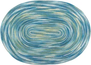 Better Trends Ombre Braided Area Rug, 20" x 30" Oval, Reversible and Durable, 100% Soft Cotton Chenille, Ideal for Kitchen, Living Room, Ergonomic Comfort Standing Braided Mat - Blue