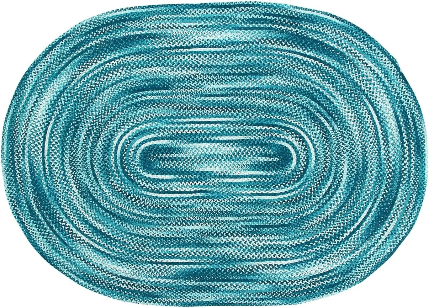 Better Trends Ombre Braided Area Rug, 20" x 30" Oval, Reversible and Durable, 100% Soft Cotton Chenille, Ideal for Kitchen, Living Room, Ergonomic Comfort Standing Braided Mat - Blue