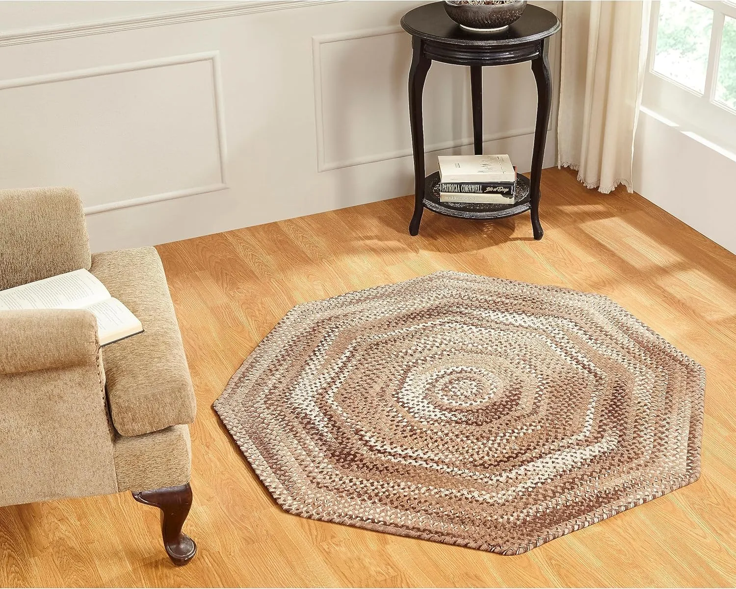 Better Trends Ombre Braided Area Rug, 20" x 30" Oval, Reversible and Durable, 100% Soft Cotton Chenille, Ideal for Kitchen, Living Room, Ergonomic Comfort Standing Braided Mat - Blue