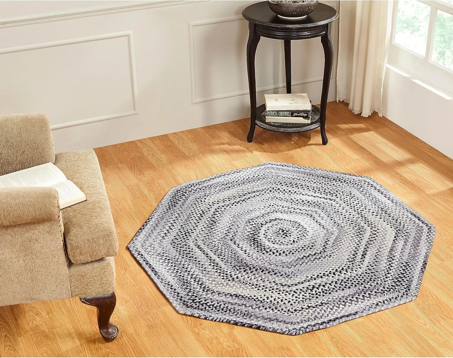 Better Trends Ombre Braided Area Rug, 20" x 30" Oval, Reversible and Durable, 100% Soft Cotton Chenille, Ideal for Kitchen, Living Room, Ergonomic Comfort Standing Braided Mat - Blue