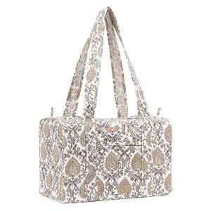 BETTLE JAAL HAND BLOCK PRINTED QUILTED TRAVEL MICRO DUFFLE BAG