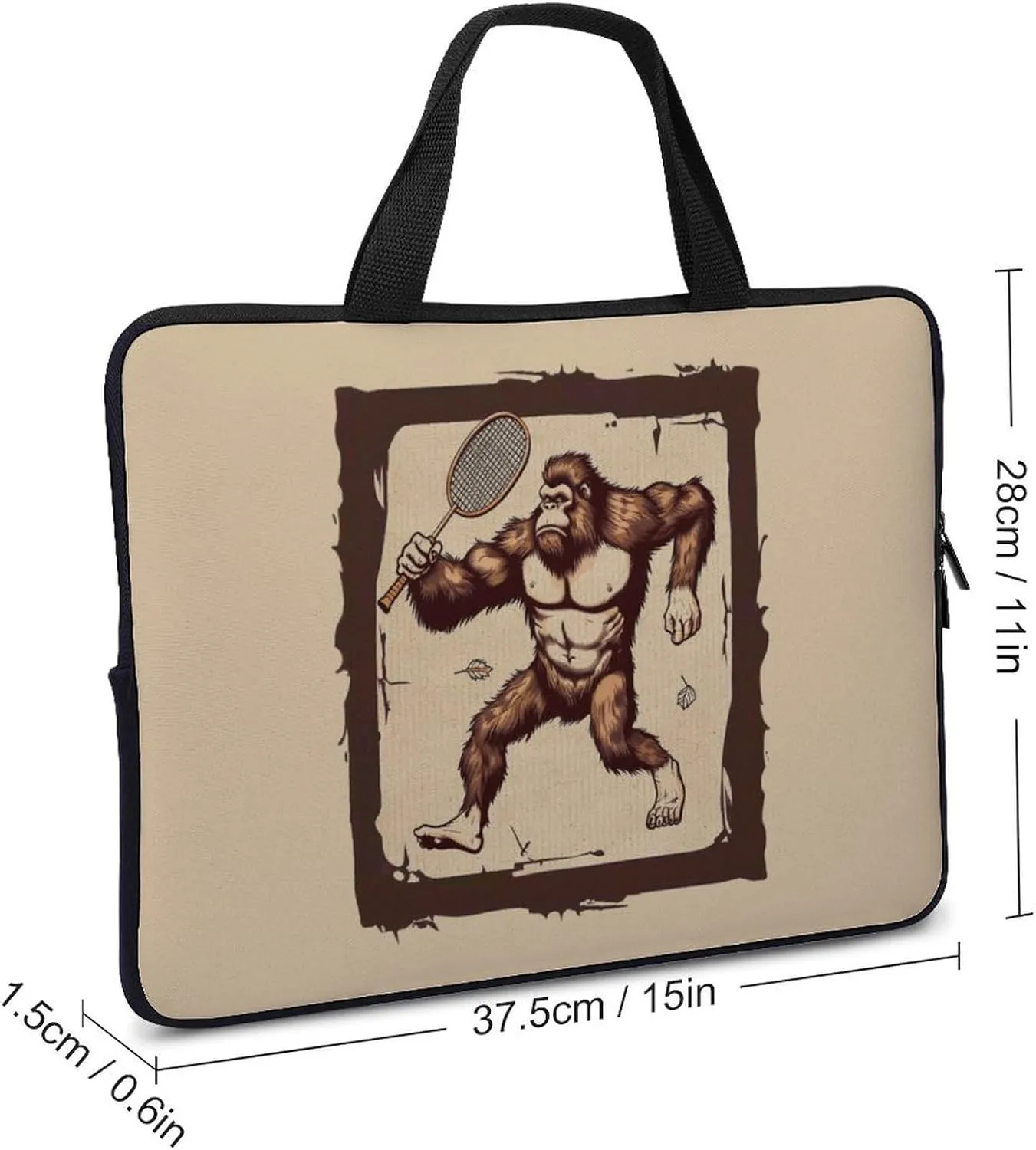 Bigfoot Badminton Laptop Bag Laptop Case Computer Messenger Bag with Adjustable Shoulder Strap