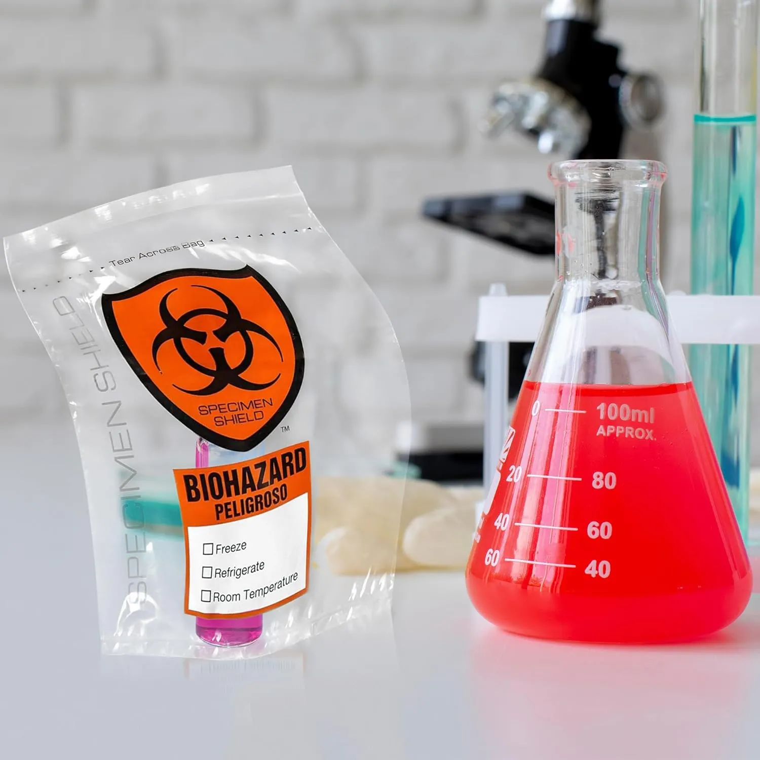 Biohazard Specimen Bags, 8 x 10 Inch. Pack of 100 Clear Zipper Specimen Bags. 3 Wall Polyethylene Specimen Bag. 2 Mils Specimen Biohazard Bag. Biohazard Transport Bag. Biohazard Plastic Bags