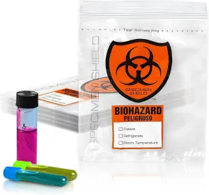Biohazard Specimen Bags, 8 x 10 Inch. Pack of 100 Clear Zipper Specimen Bags. 3 Wall Polyethylene Specimen Bag. 2 Mils Specimen Biohazard Bag. Biohazard Transport Bag. Biohazard Plastic Bags