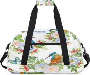 Birds Pomegranates Flowers Kids Duffle Bag for Kids Boys Girls Overnight Travel Bag Kids Duffel Bags Ballet Weekender Bag for School Gym Sport Sleepover Bag