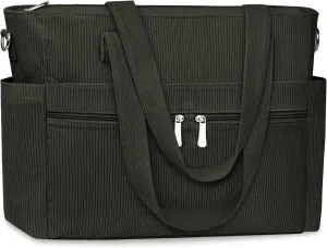 BKNOOU Large Corduroy Beach Tote Bag for Women Travel Carry on Weekender Bags Shoulder Handbag with Laptop Compartment