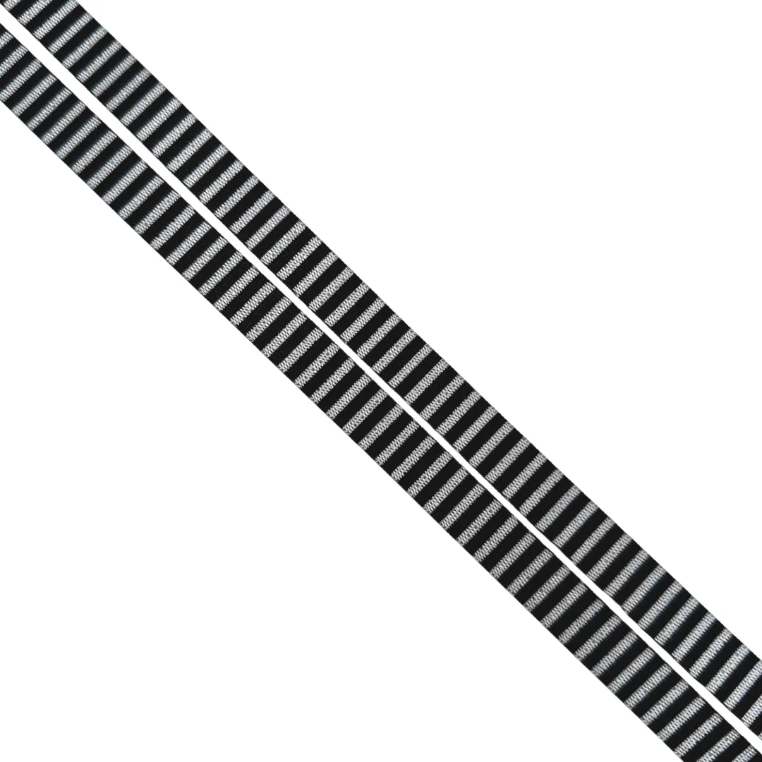 Black & White Mini Stripes 1/2" Printed Seatbelt Webbing