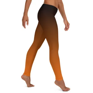 Black and Orange Ombre Mid-waist Leggings