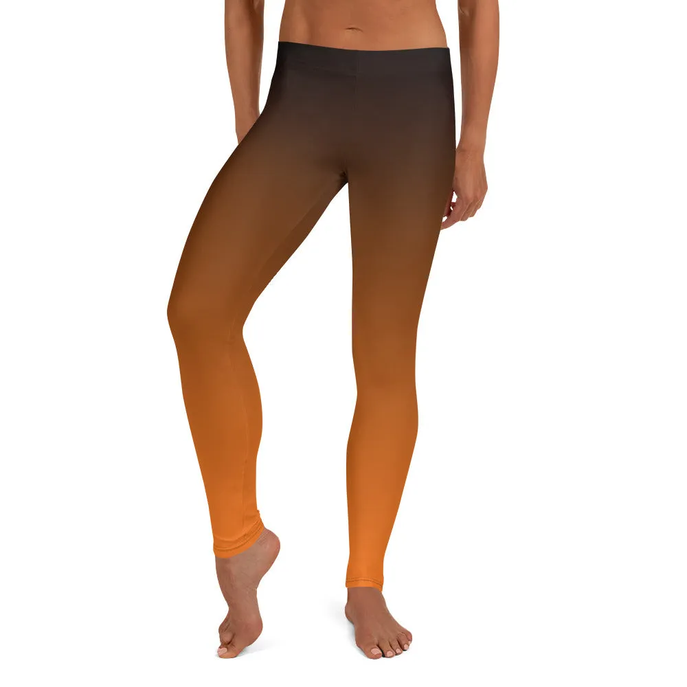Black and Orange Ombre Mid-waist Leggings