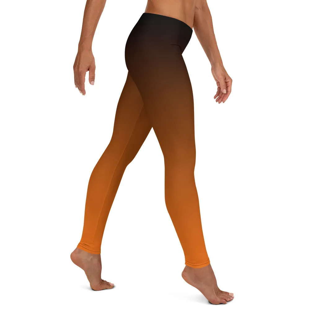 Black and Orange Ombre Mid-waist Leggings