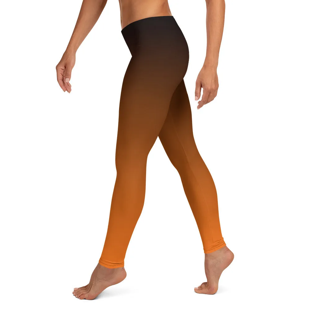Black and Orange Ombre Mid-waist Leggings
