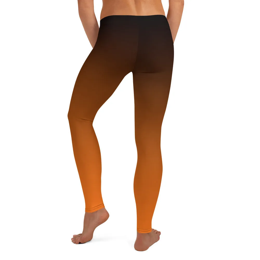 Black and Orange Ombre Mid-waist Leggings