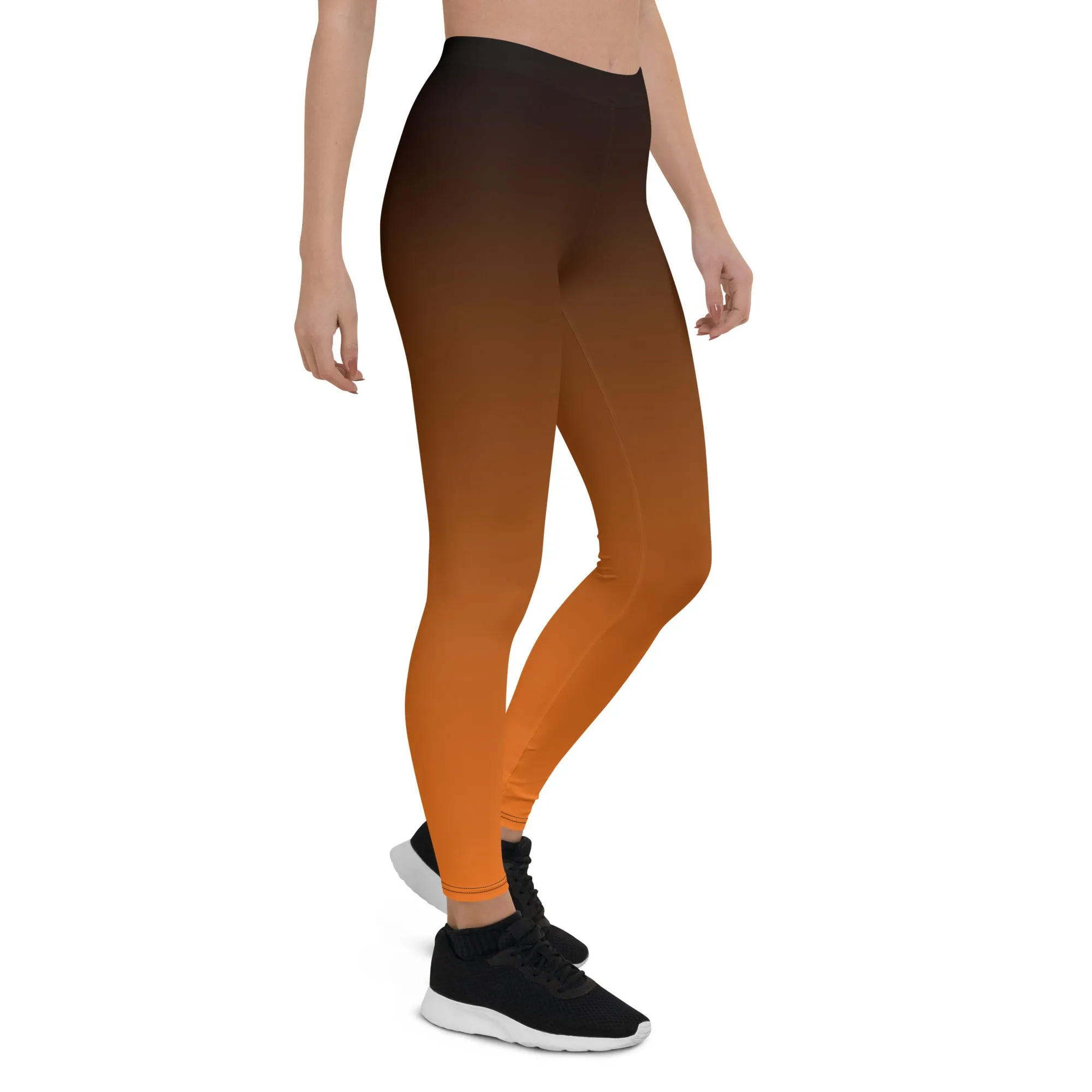 Black and Orange Ombre Mid-waist Leggings