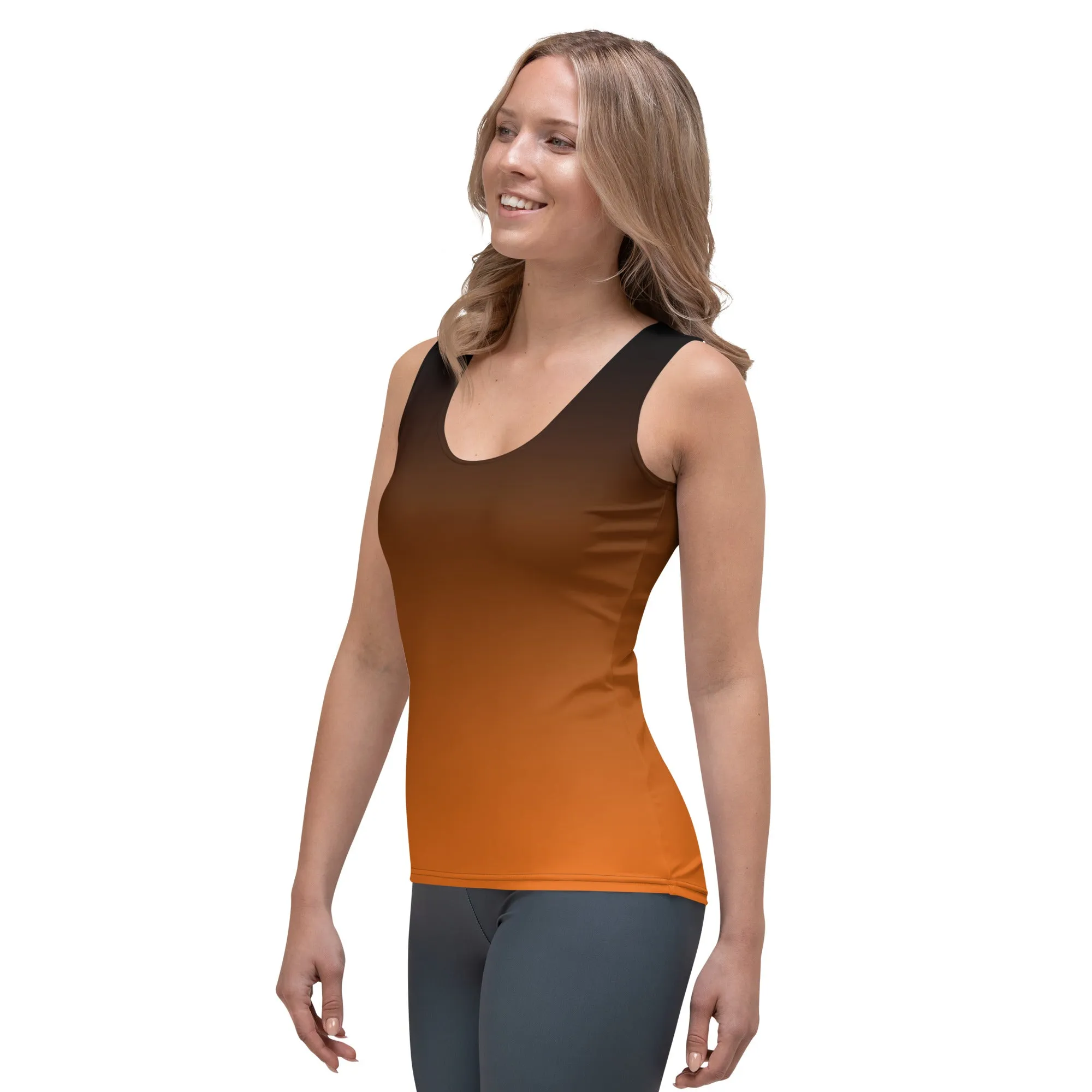 Black and Orange Ombre Tank Top
