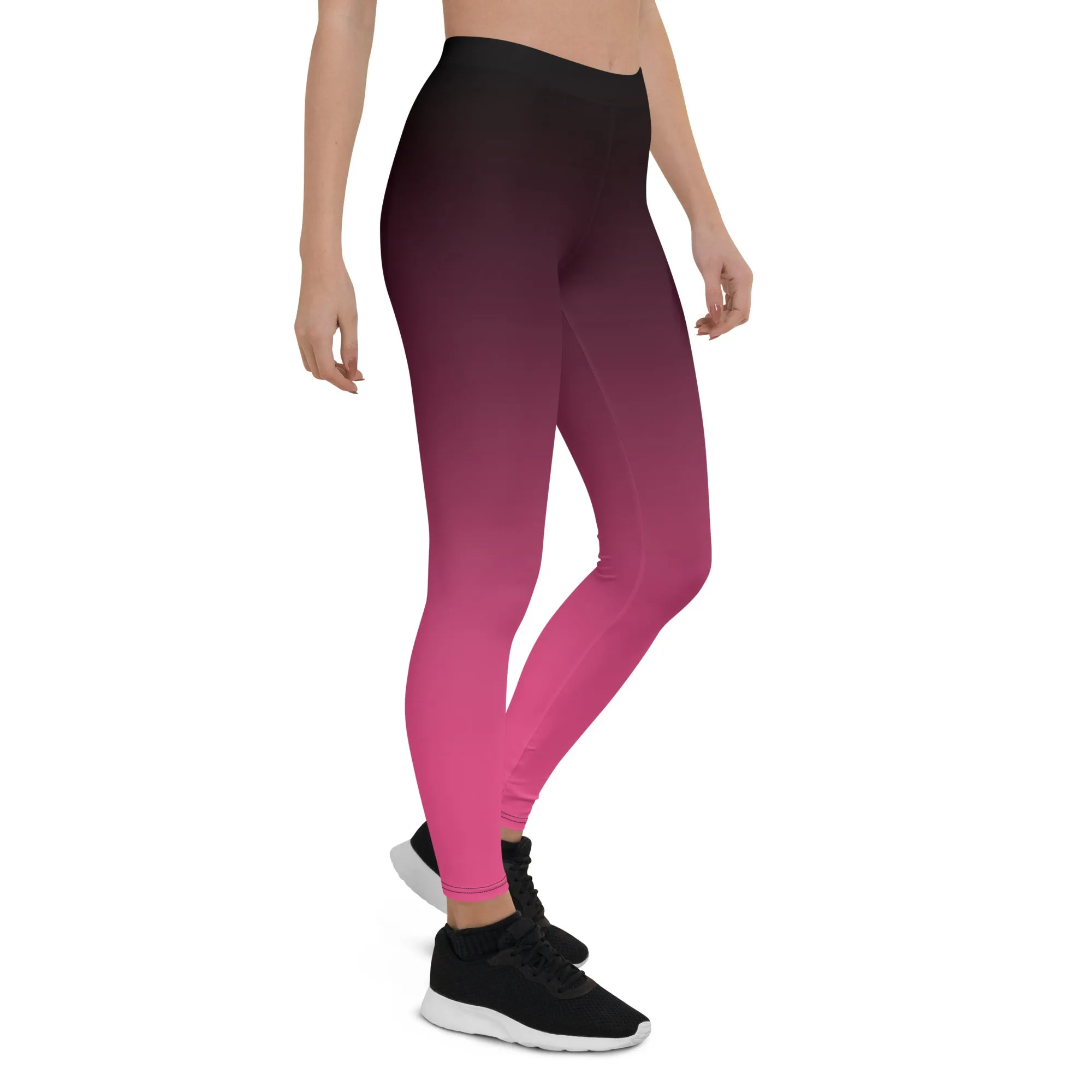 Black and Pink Ombre Mid-waist Leggings