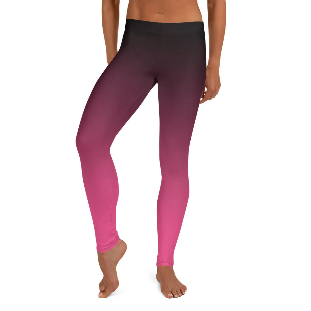 Black and Pink Ombre Mid-waist Leggings