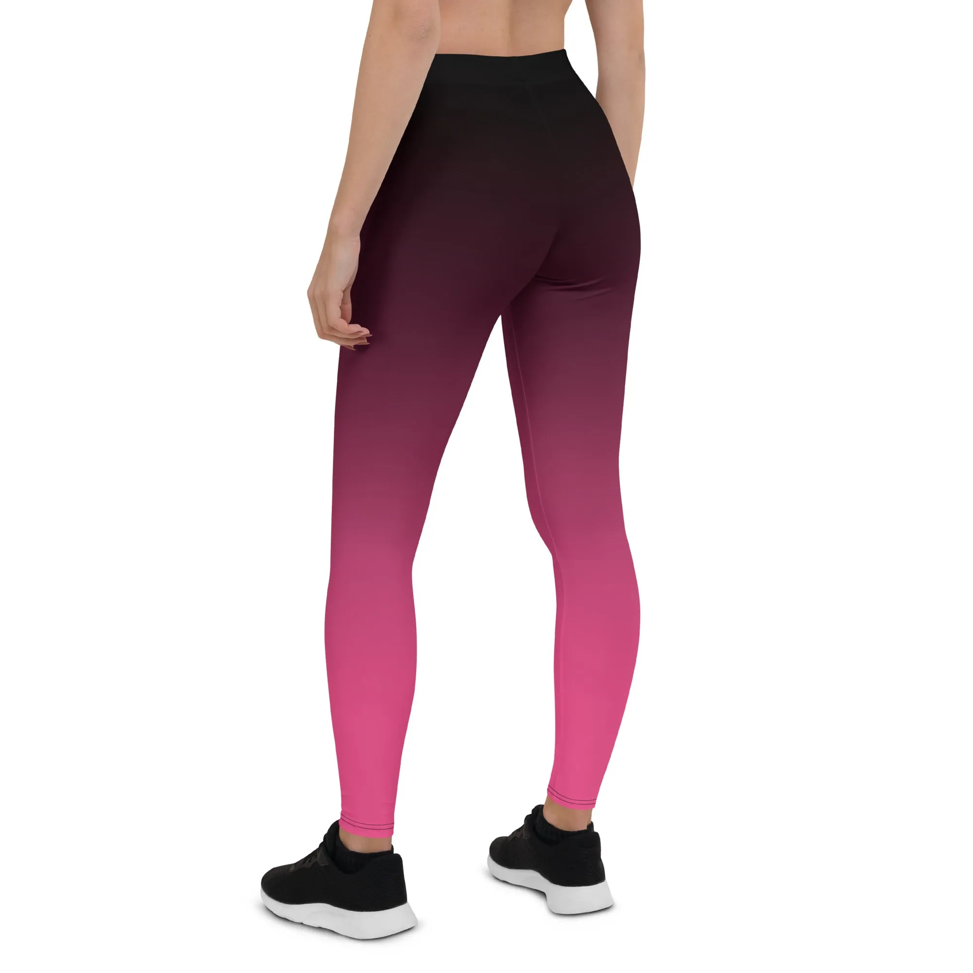 Black and Pink Ombre Mid-waist Leggings