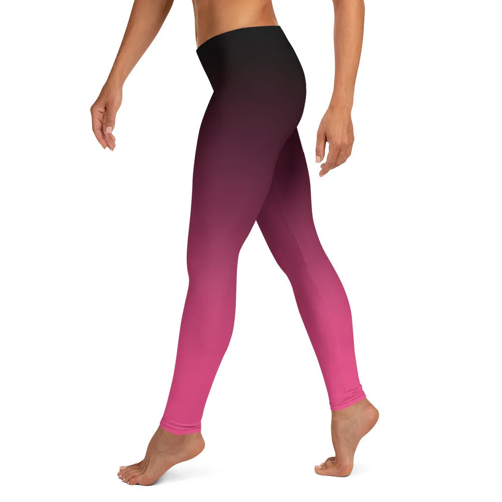 Black and Pink Ombre Mid-waist Leggings