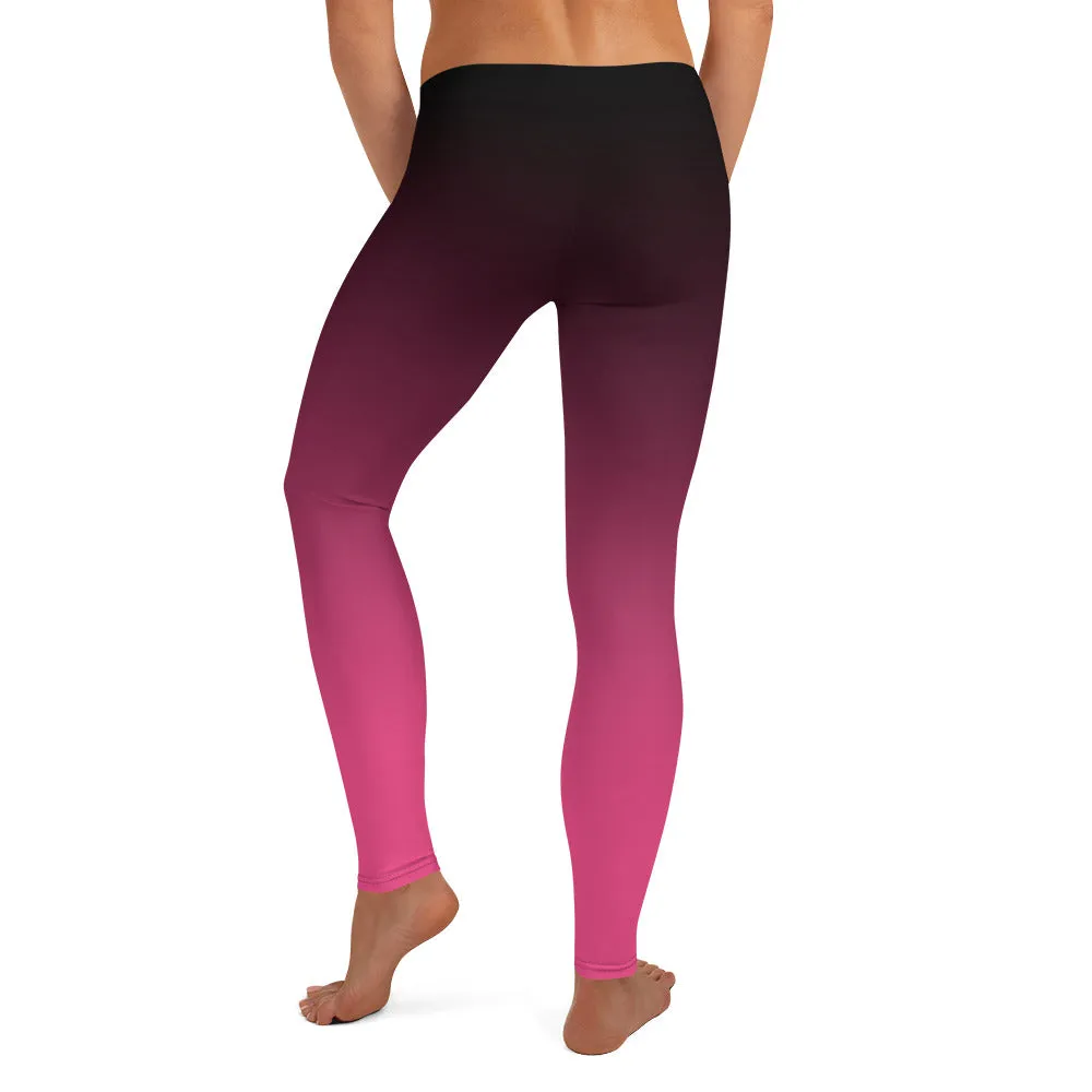 Black and Pink Ombre Mid-waist Leggings