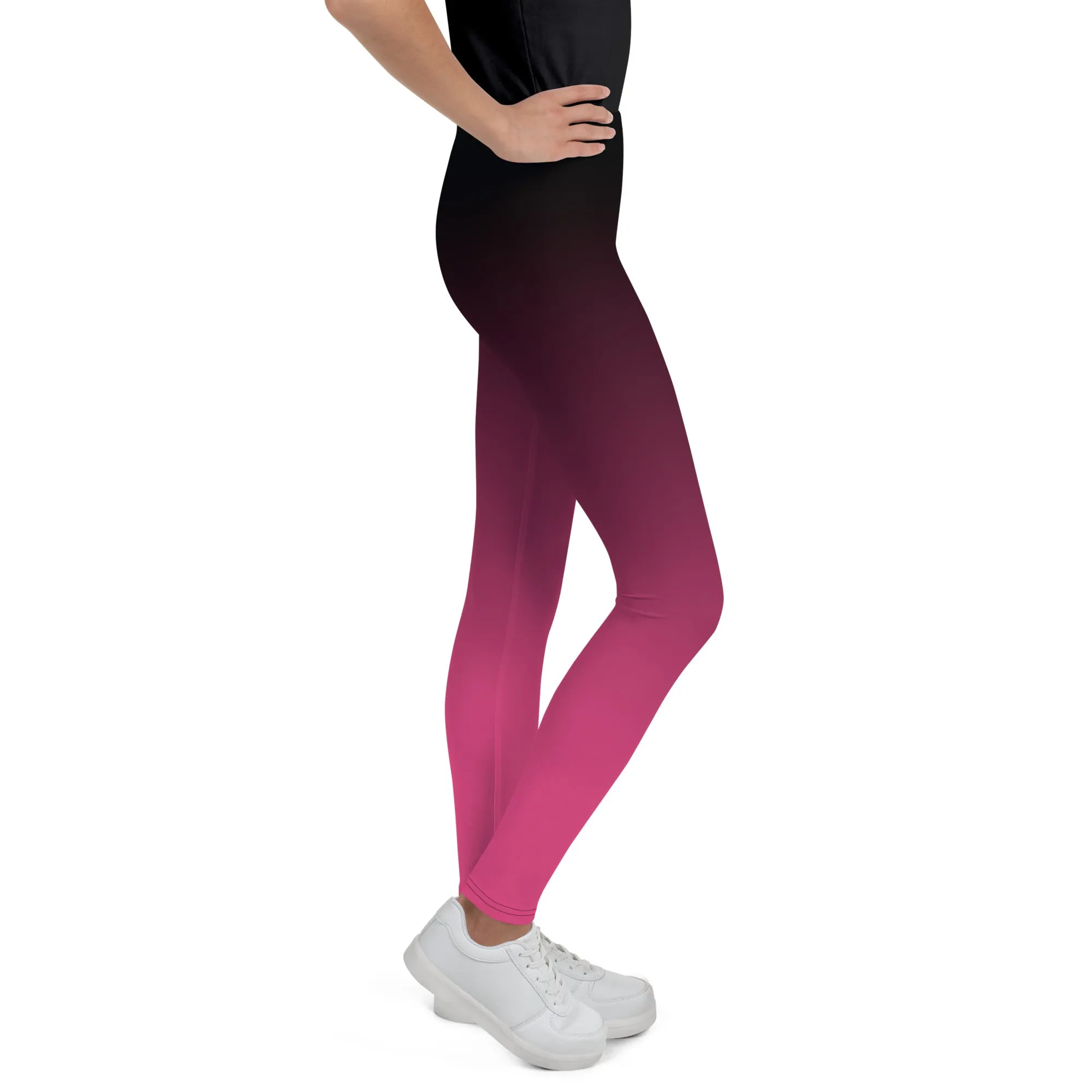Black and Pink Ombre Youth Leggings