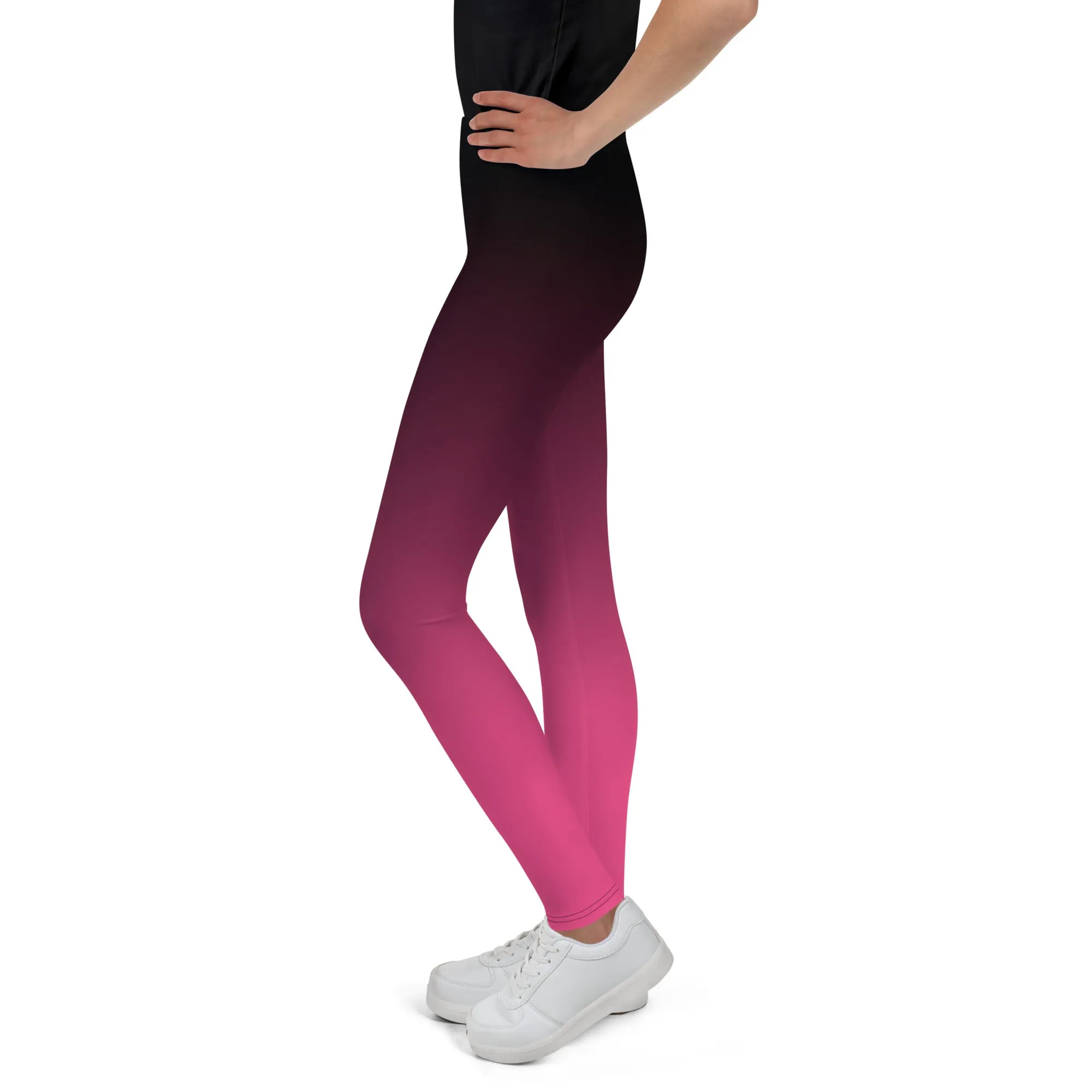 Black and Pink Ombre Youth Leggings