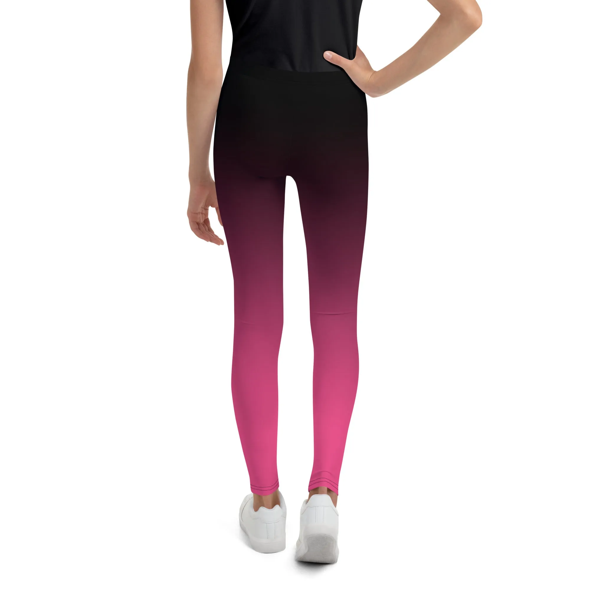 Black and Pink Ombre Youth Leggings
