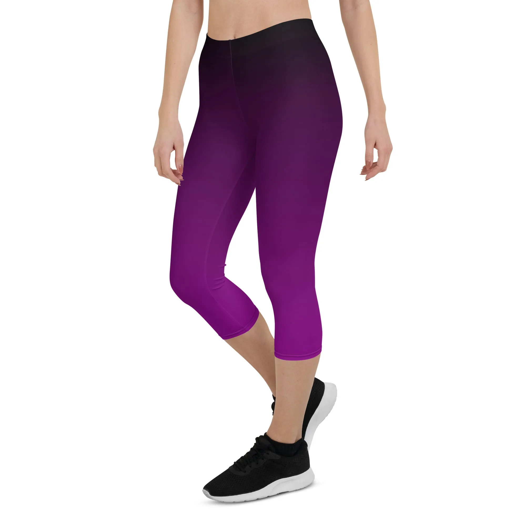 Black and Purple Ombre Mid-waist Capri Leggings