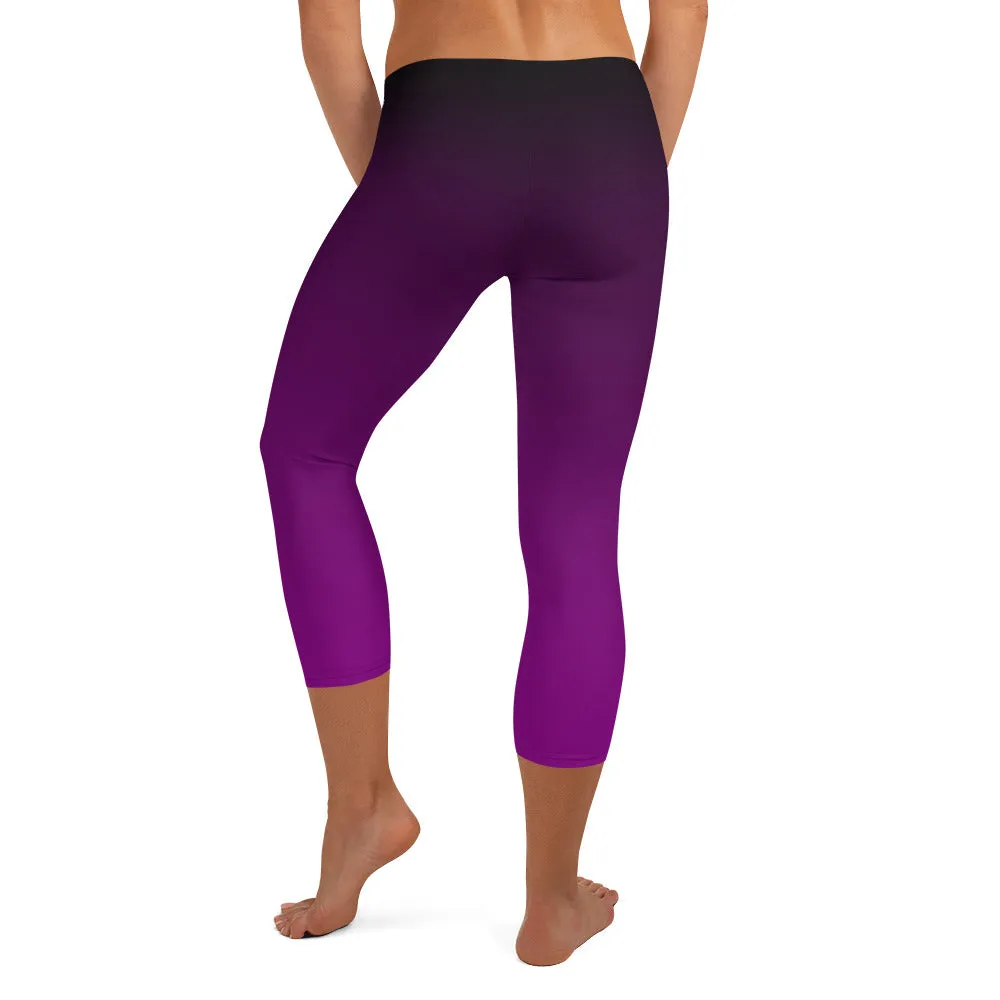 Black and Purple Ombre Mid-waist Capri Leggings