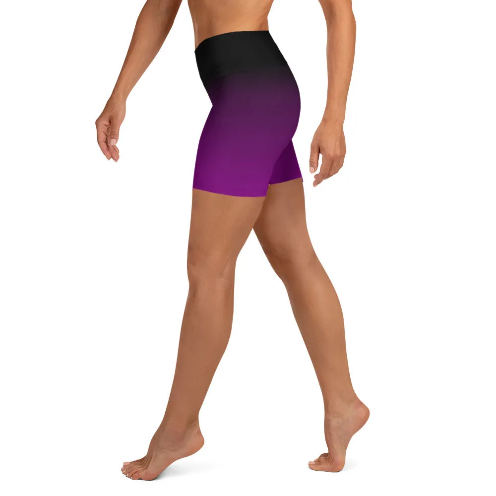 Black and Purple Ombre Yoga Shorts