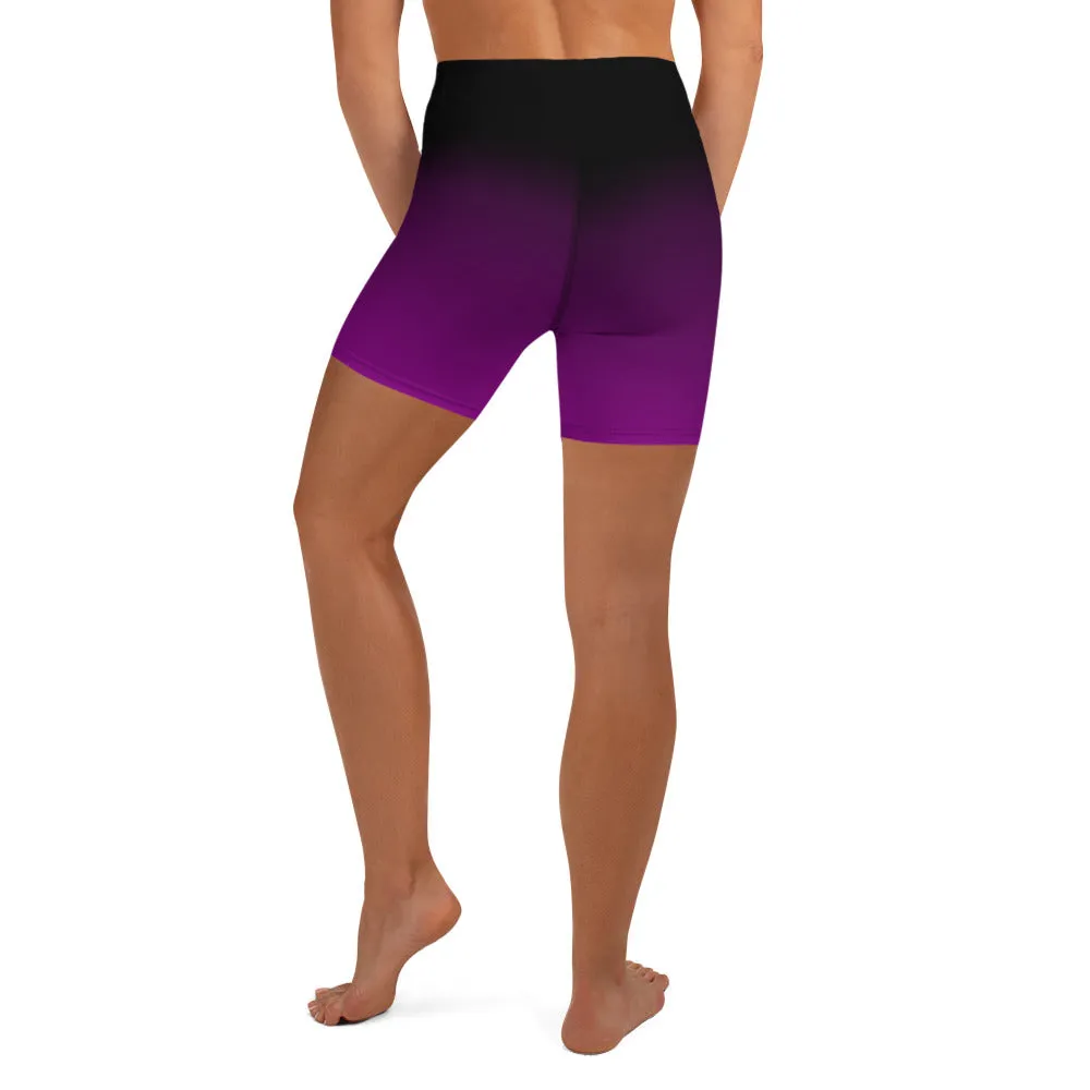 Black and Purple Ombre Yoga Shorts
