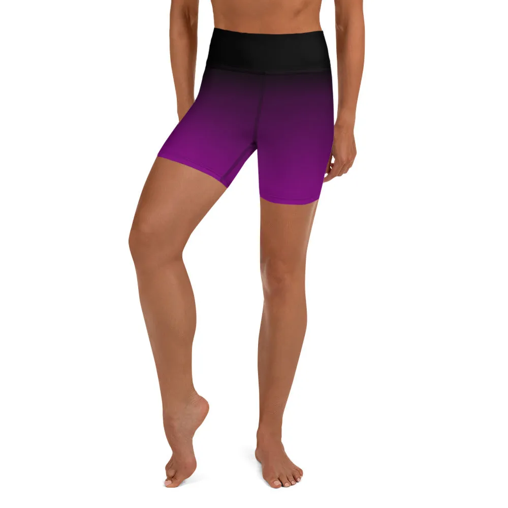 Black and Purple Ombre Yoga Shorts
