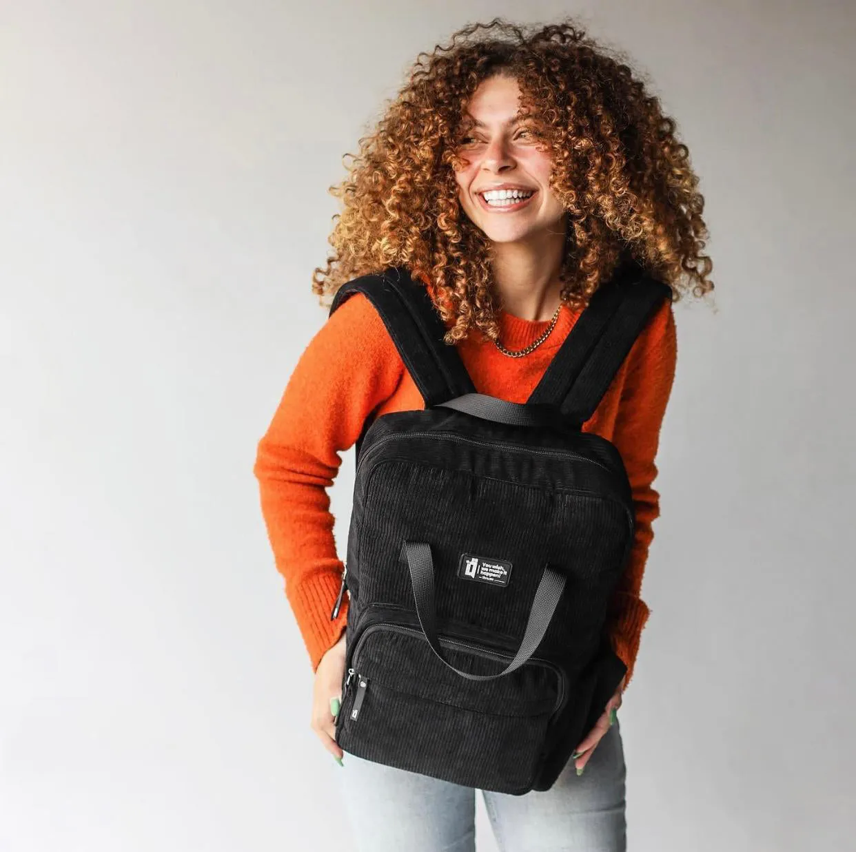 Black Corduroy Backpack
