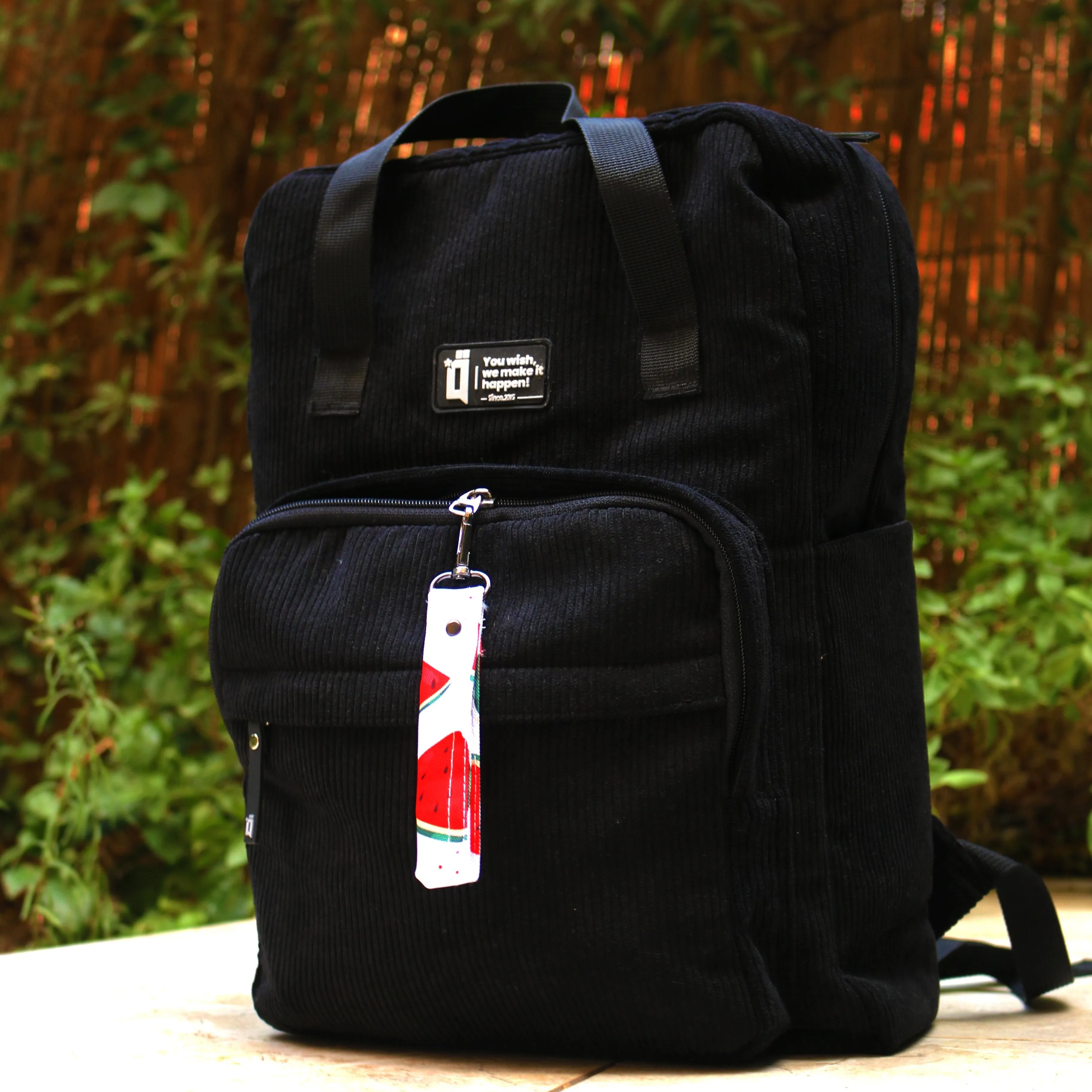 Black Corduroy Backpack