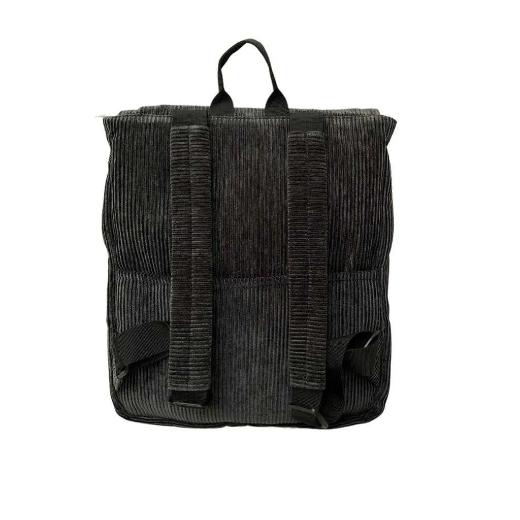 Black Corduroy Large Students Backpack