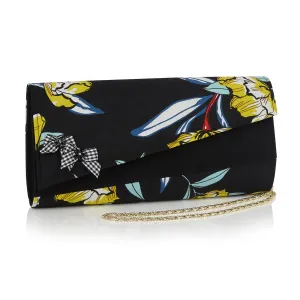 Black Floral Bern Clutch Bag (Matches June, Livia & Carla Shoes) by Ruby Shoo